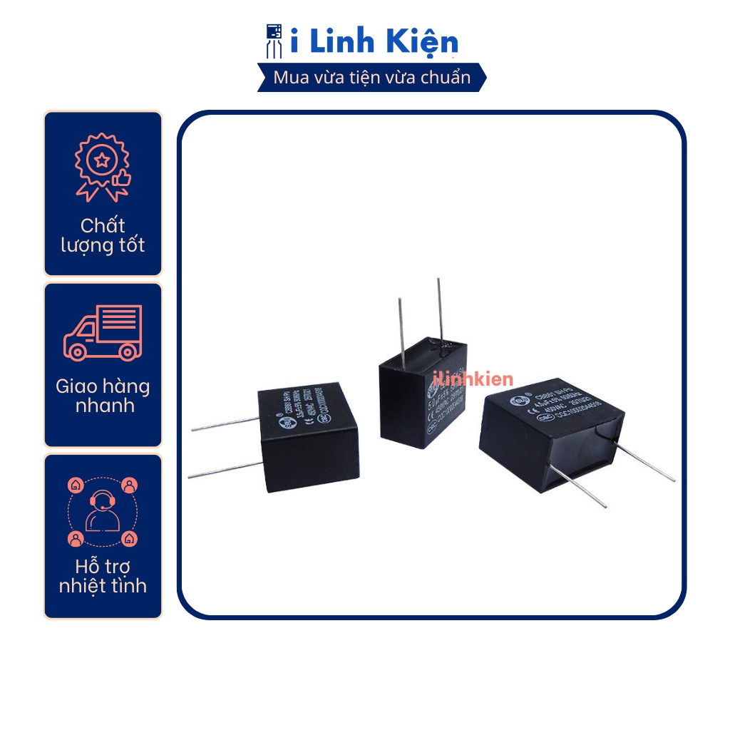 Tụ quạt 1uF 450VAC chân hàn mạch PCB CBB61