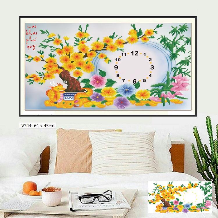 Tranh đính đá Đồng Hồ đẹp - Tranh tự đính