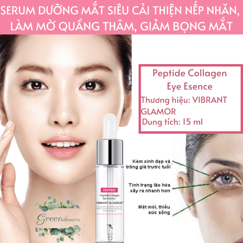 Serum dưỡng mắt Peptide Collagen Eye Esence 15ml Siêu cải thiện vết nhăn, làm mờ quầng thâm, giảm bọng mắt