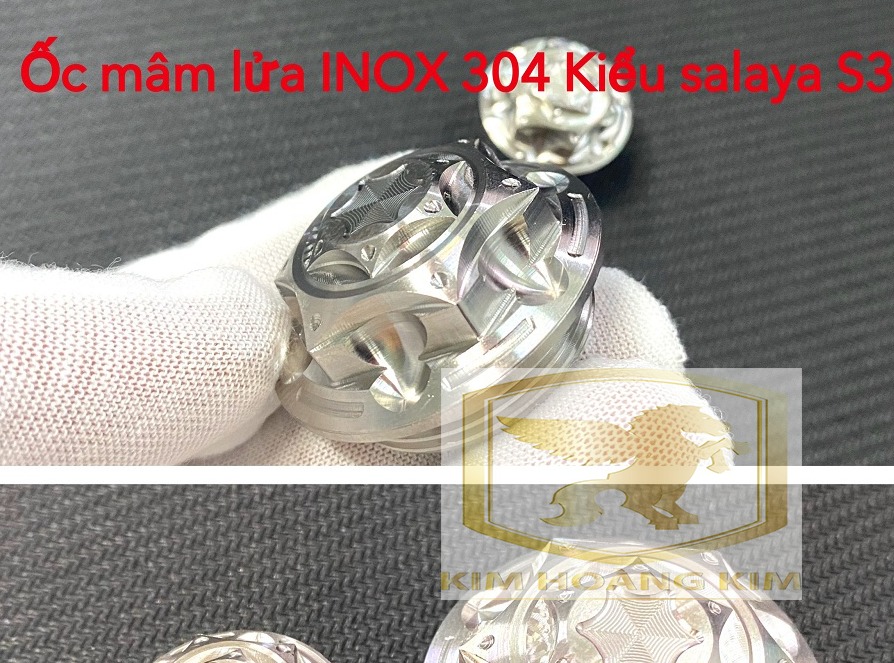 Ốc Mâm Lửa SALAYA mẫu S3 Inox 304 gắn Satria,Raider....