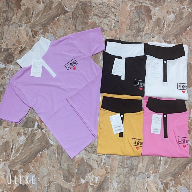 Áo polo thêu tim chữ hàn phối cổ HARI0320