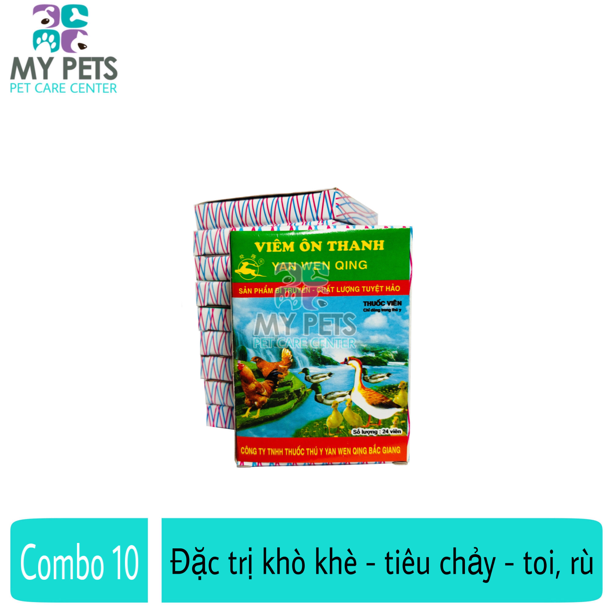 Viên ôn thanh khò khè xổ mũi tiêu chảy phân xanh  phân trắng cho gà đá chim cảnh - Combo 10 hộp