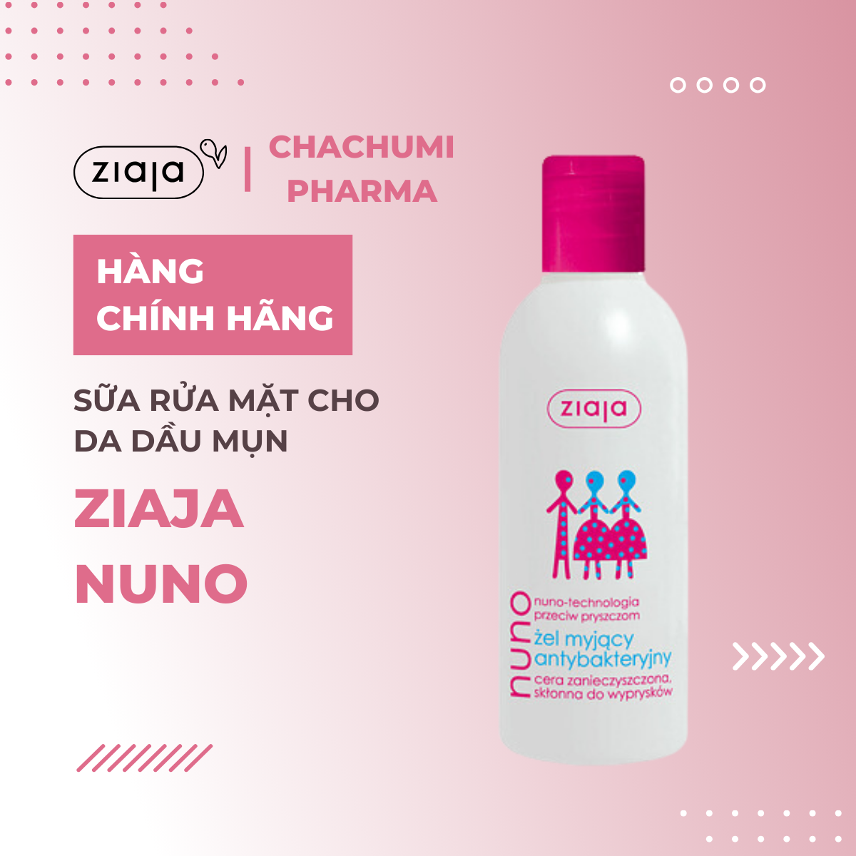 Sữa rửa mặt cho da dầu mụn ziaja nuno 200ml