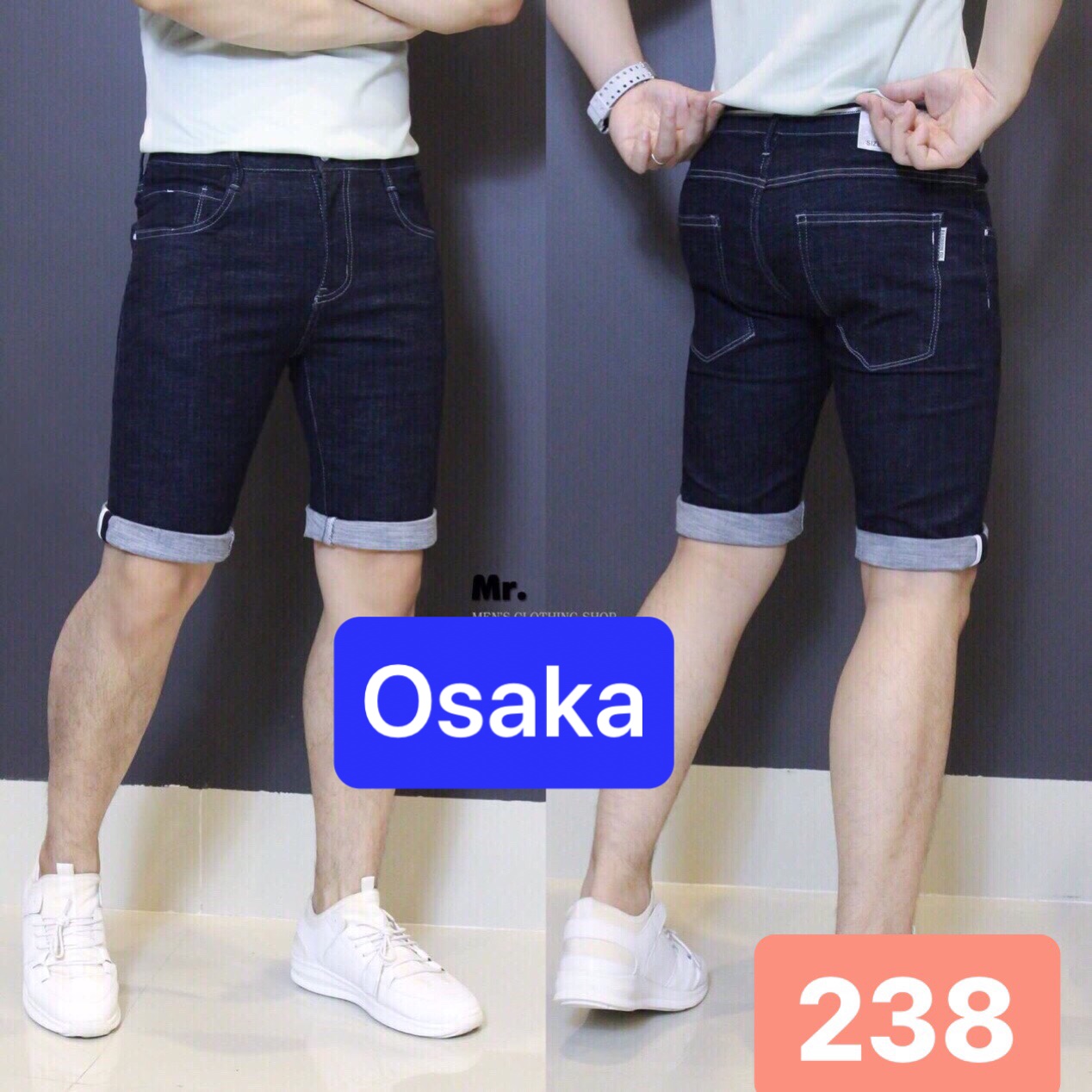 QUẦN SHORT JEAN NAM LỬNG NGỐ CHẤT BÒ XANH ĐẬM MỚI NHẬT BẢN CAO CẤP OK-238 - OSAKA FASHION