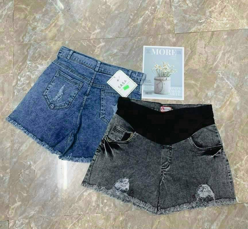Quần short jean rách cho mẹ bầu( hàng có sẵn giao ngay)