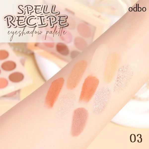 Bảng phấn mắt 9 màu tone cam đào hồng đất nâu đất siêu lì lâu trôi màu ánh ngọc trai ODBO spell recipe eye