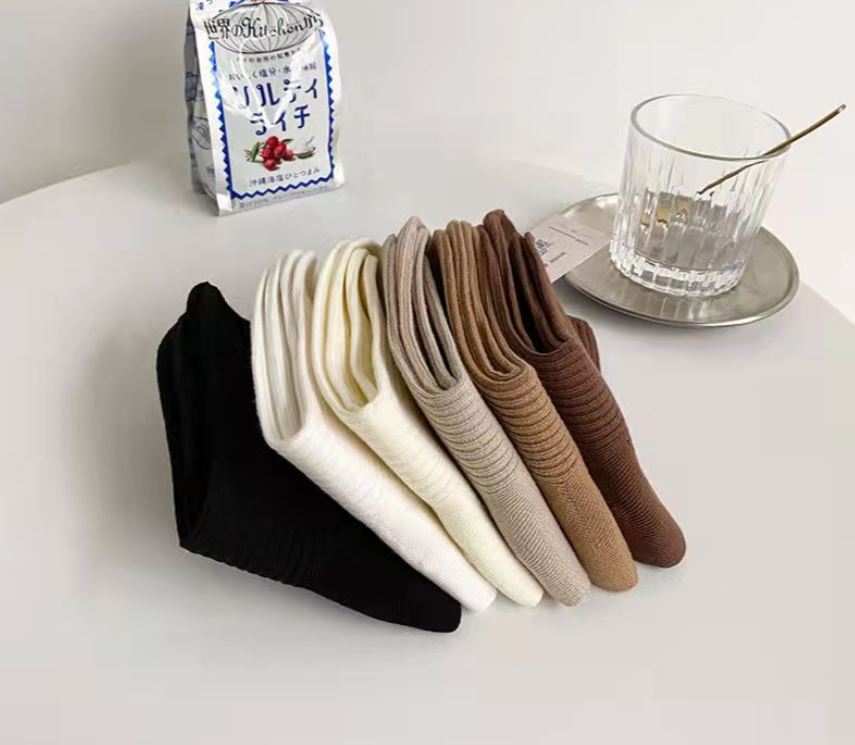 Set 5 Đôi Tất Vớ Nữ Coffe Trơn Siêu Đẹp
