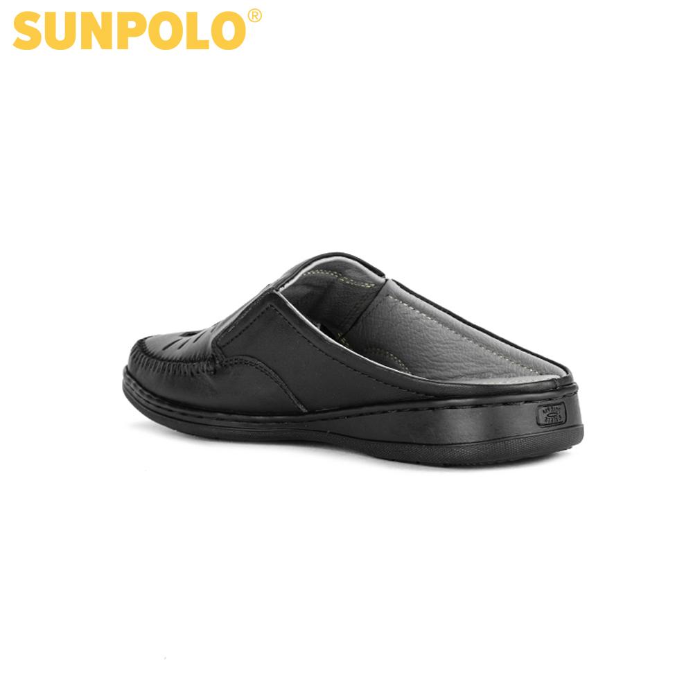 Dép sapo nam da bò SUNPOLO SPO194 (Đen) Có size 44