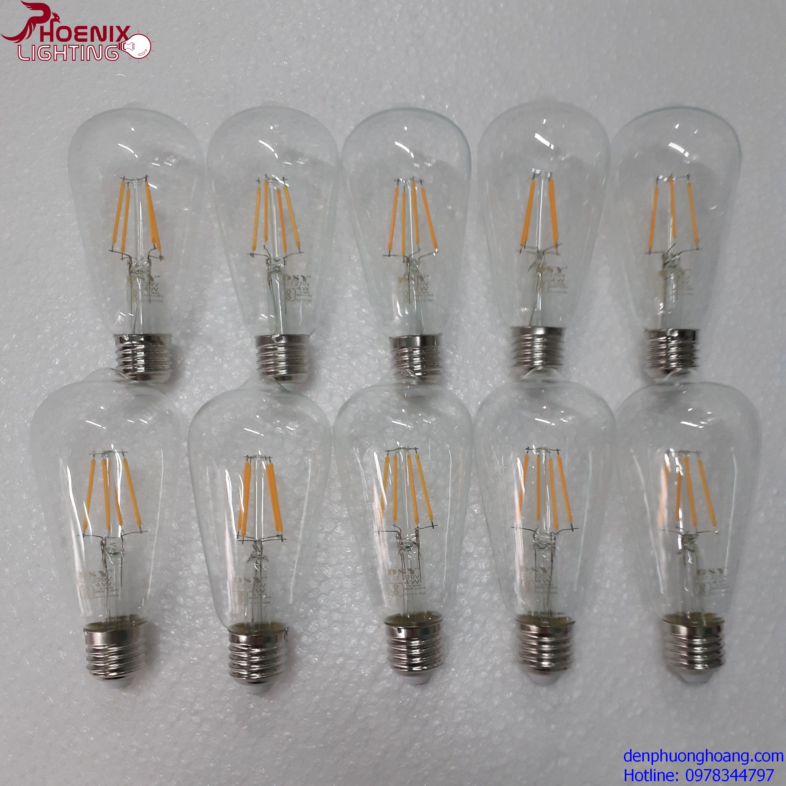 Bóng Đèn LED Edison ST64, Combo 10 Bóng Đèn Edison Công Suất 4W