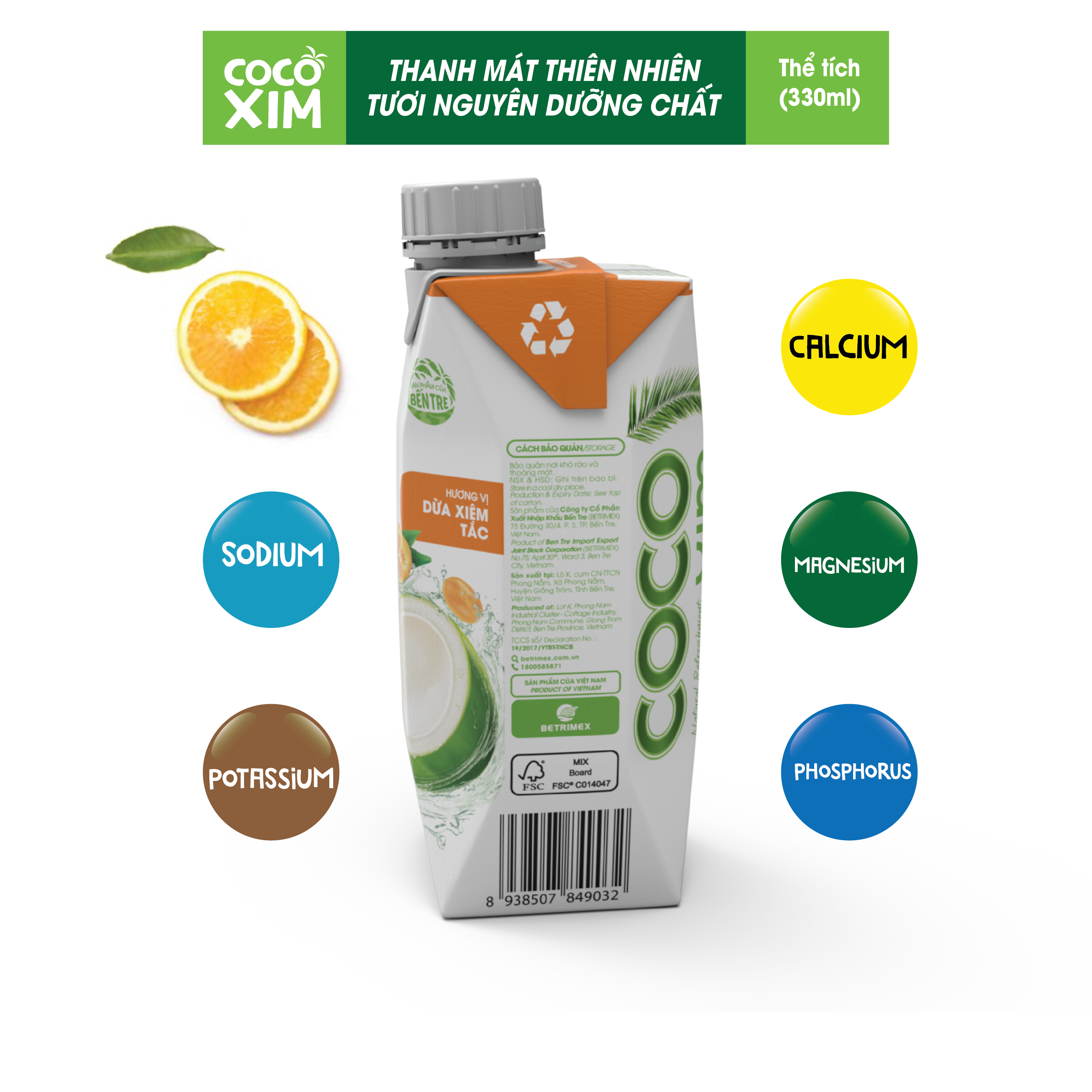 Nước dừa đóng hộp Cocoxim Tắc 330ml