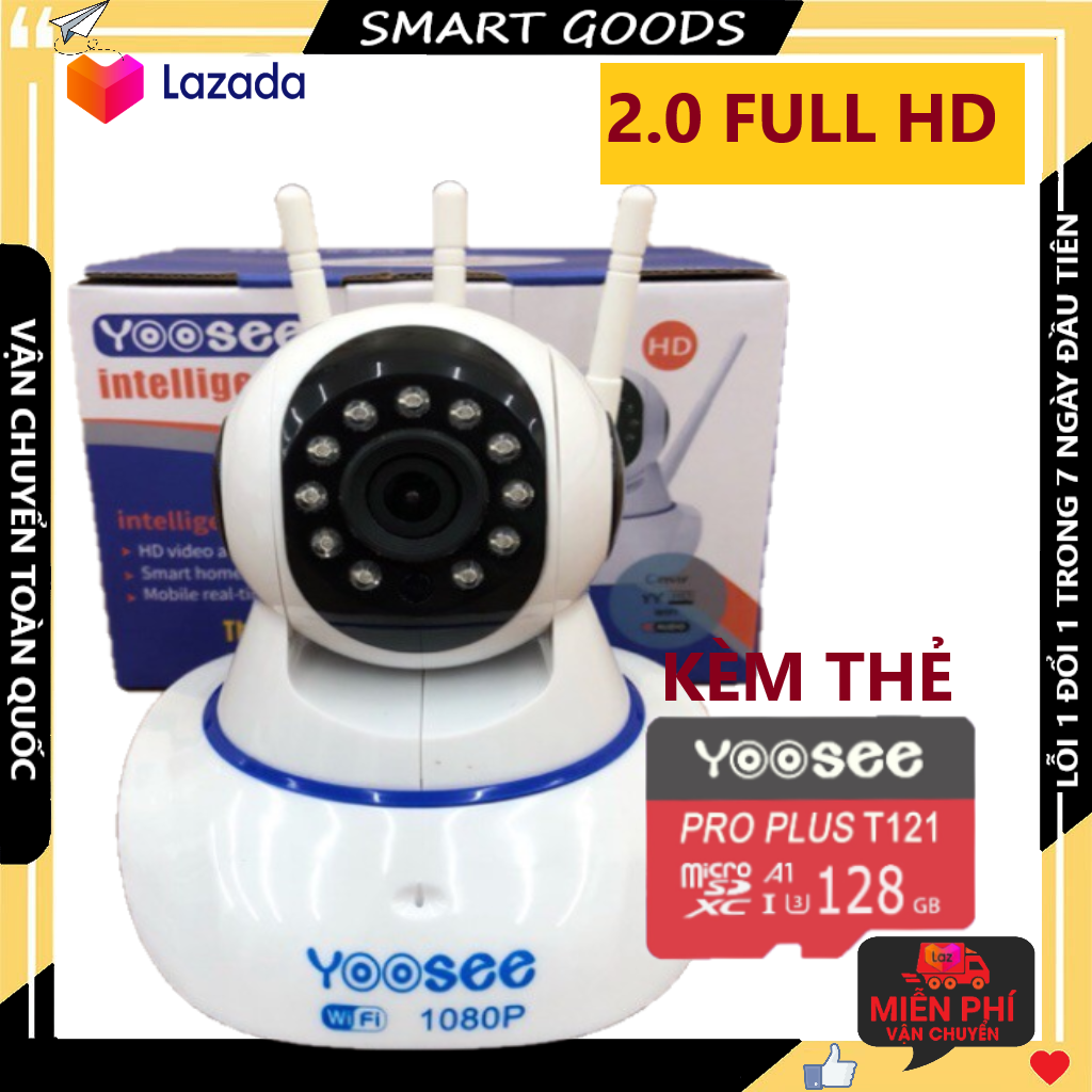 >> BÁO GIÁ CAMERA - CAMERA WIFI - CAMERA YOOSEE 5 RÂU KÈM THẺ NHỚ 128GB HIỂN THỊ 2.0 MPX CẢNH BÁO CHUYỂN ĐỘNG, CÓ TIẾNG V | Shopee Lazada Sendo Tiki mới nhất 38 Camera Camera wifi Camera yoosee Camera 3 râu 2.0 mpx kèm thẻ nhớ 128gb, xoay 360 độ góc rộng hiển thị sắc nét, lưu trữ tối đã 14 ngày, bảo hành 3 năm 1 đổi 1 trong 7 ngày
