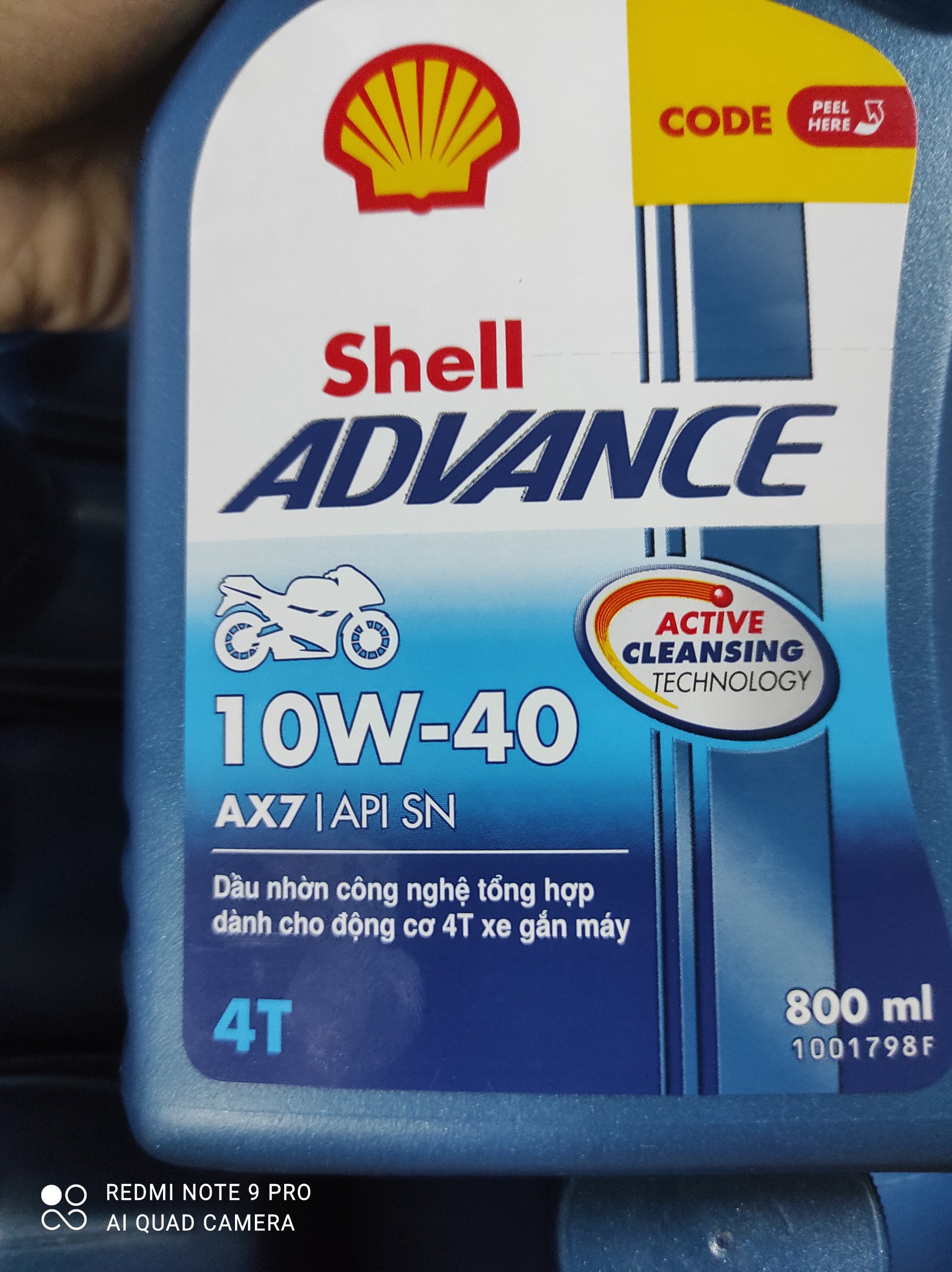 NHỚT SHELL XE SỐ ADVANCE AX7 10W40 Synthetic Based 0,8ML