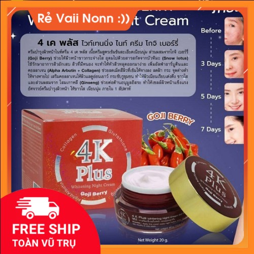 Kem face 4k plus goji berry đỏ thái lan chính hãng ️khử mụn thâm , se khít chân lông
