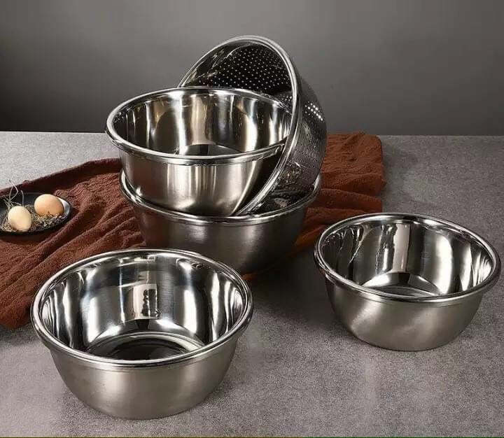 [HÀNG TỐT - GIÁ TỐT] BỘ 5 THAU RỔ INOX CAO CẤP