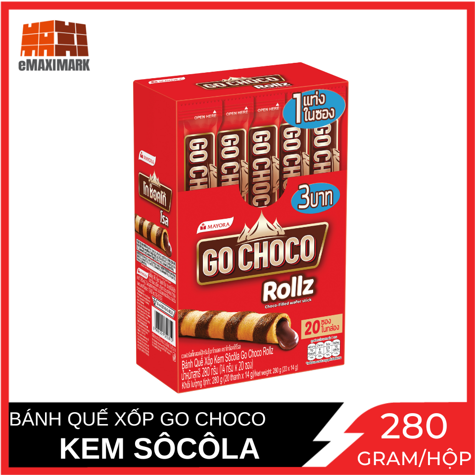 Bánh quế xốp go choco rollz hộp 280g
