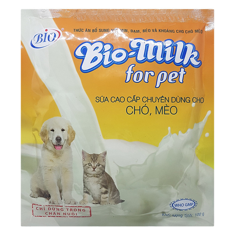 Sữa Cho Chó Mèo BIO MILK - Gói nhỏ 100g - Bổ sung Vitamin, Đạm, Béo và Khoáng