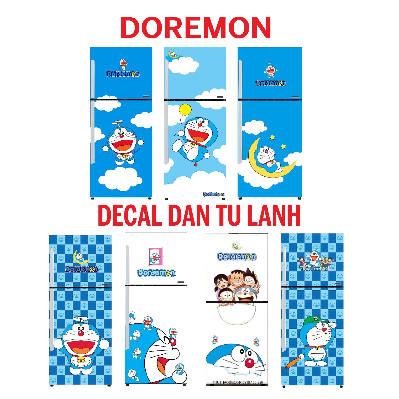 [HCM] Decal Dán Tủ Lạnh DOREMON NHIỀU MẪU - THUTHAODECOR