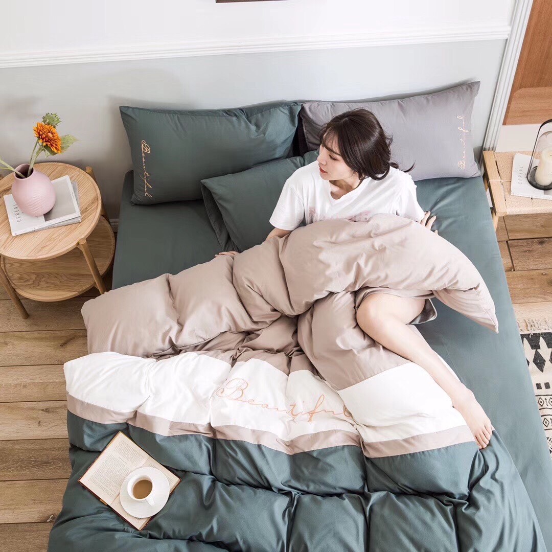 Combo 4 Món Chăn/Mền Ga Gối Cotton Cao Cấp Phối Màu