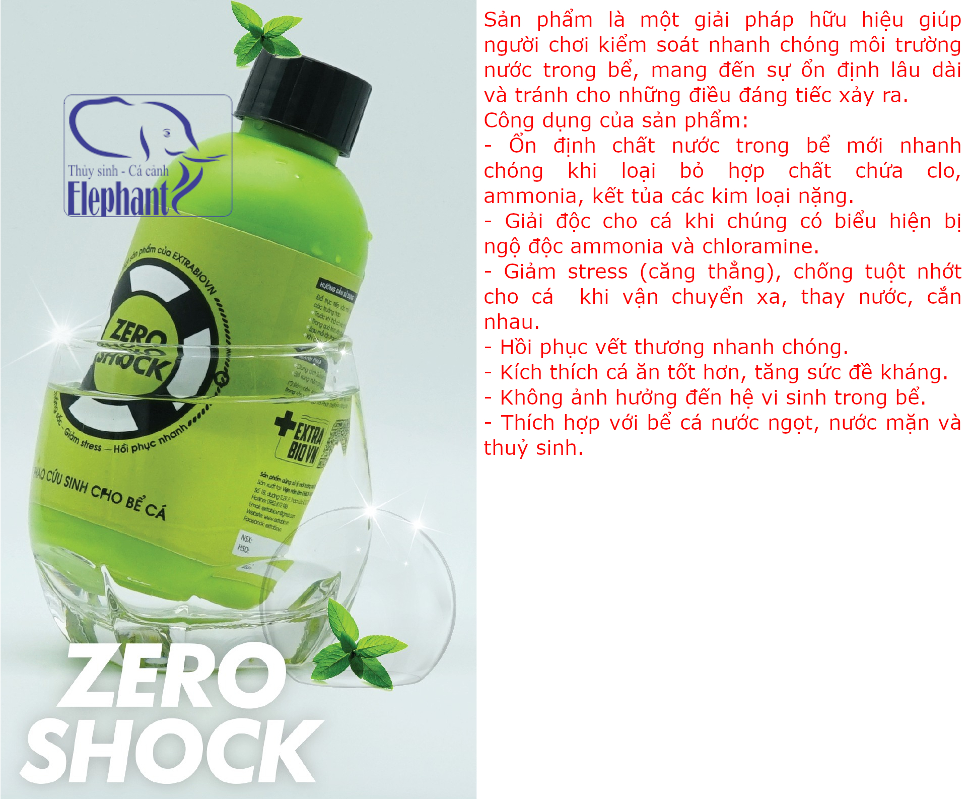 Zero Shock - Giúp ổn định chất lượng nước cho bể cá cảnh thủy sinh