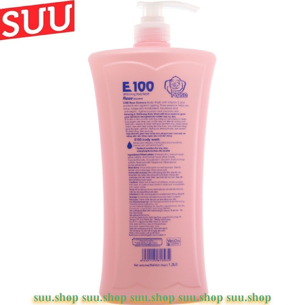 Sữa Tắm Trắng Da E100 1200ml Rose Tinh Chất Hoa Hồng