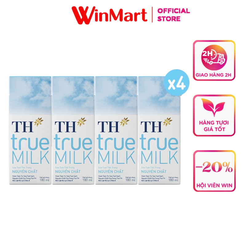 Siêu thị WinMart - Lốc 4 hộp sữa tươi tiệt trùng TH True Milk nguyên chất