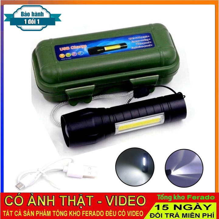 Đèn pin 4 bóng led siêu sáng chiếu xa 4 chế độ tiện dụng, đèn pin mini cầm tay siêu sáng
