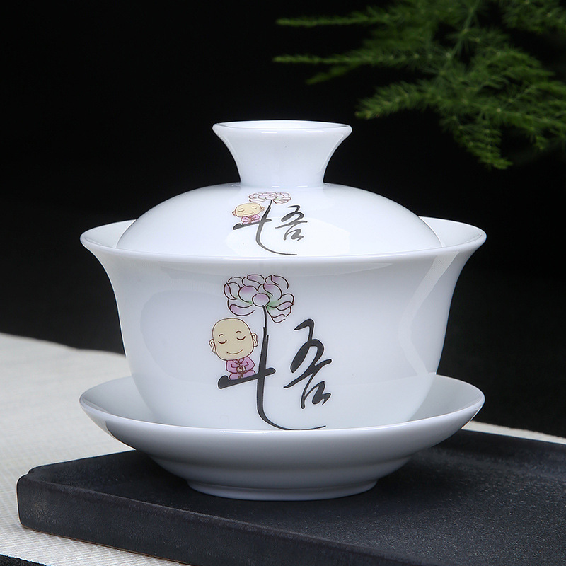 Chén Khải sứ trắng Bạch Định thấu quang 150 ml