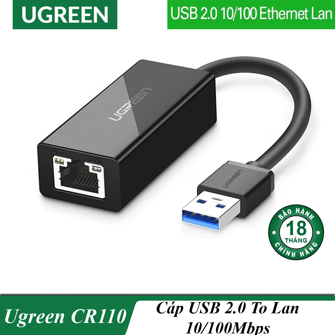 [HCM]Cáp Chuyển USB Ra LAN Chính Hãng UGREEN CR110 Cao Cấp