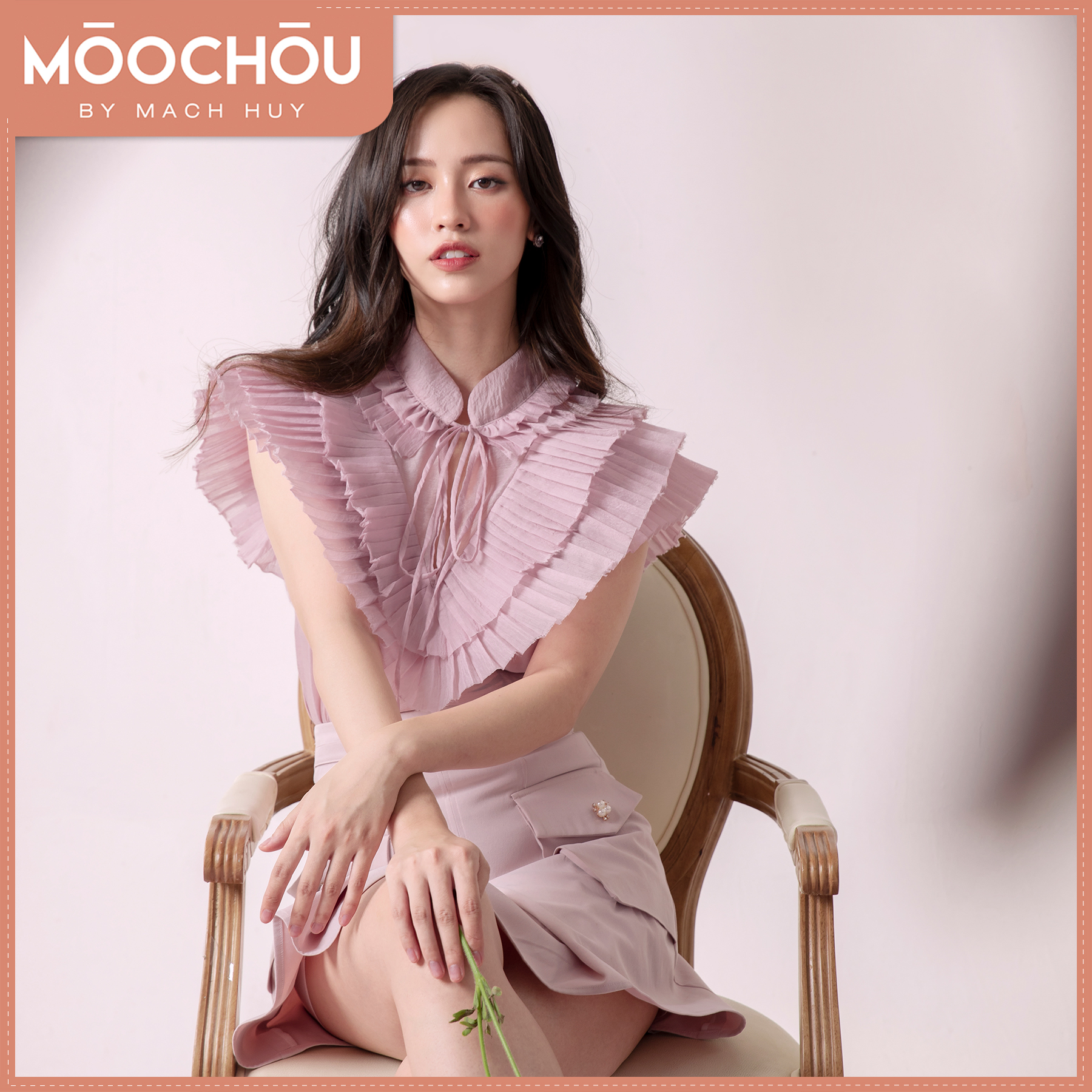 ÁO KIỂU CỔ CÁNH CHIM DORY TOP HỒNG MÔN - MOOCHOU