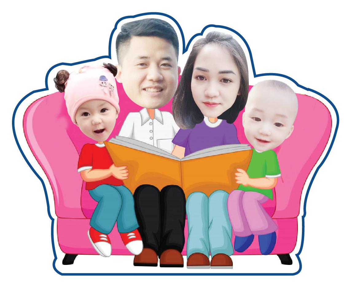 Chibi gia đình trangt trí sinh nhật cao 30cm