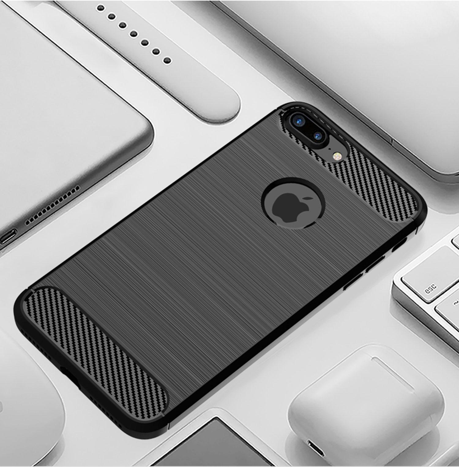 Ốp lưng dành cho iPhone 7 Plus 8 Plus ốp silicone mềm Carbone phay xước chống sốc chống vân tay
