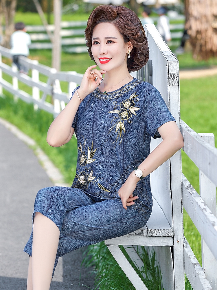 Đồ bộ nữ- bộ mặc nhà thun hoa trung niên-bộ mặc nhà nữ trung niên cho mẹ