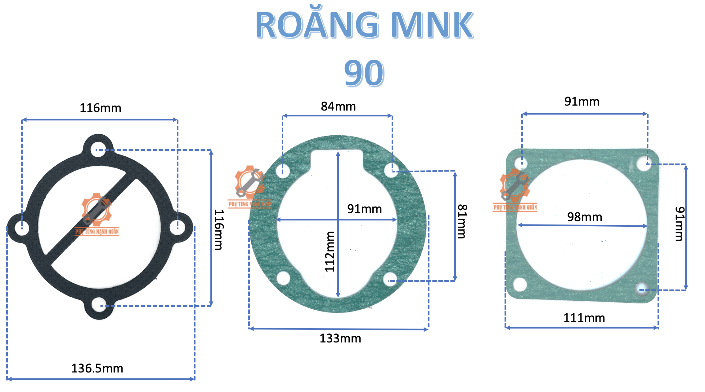 Roăng/bìa amiang - 42/47 tròn/47 vuông/51/65/80/90