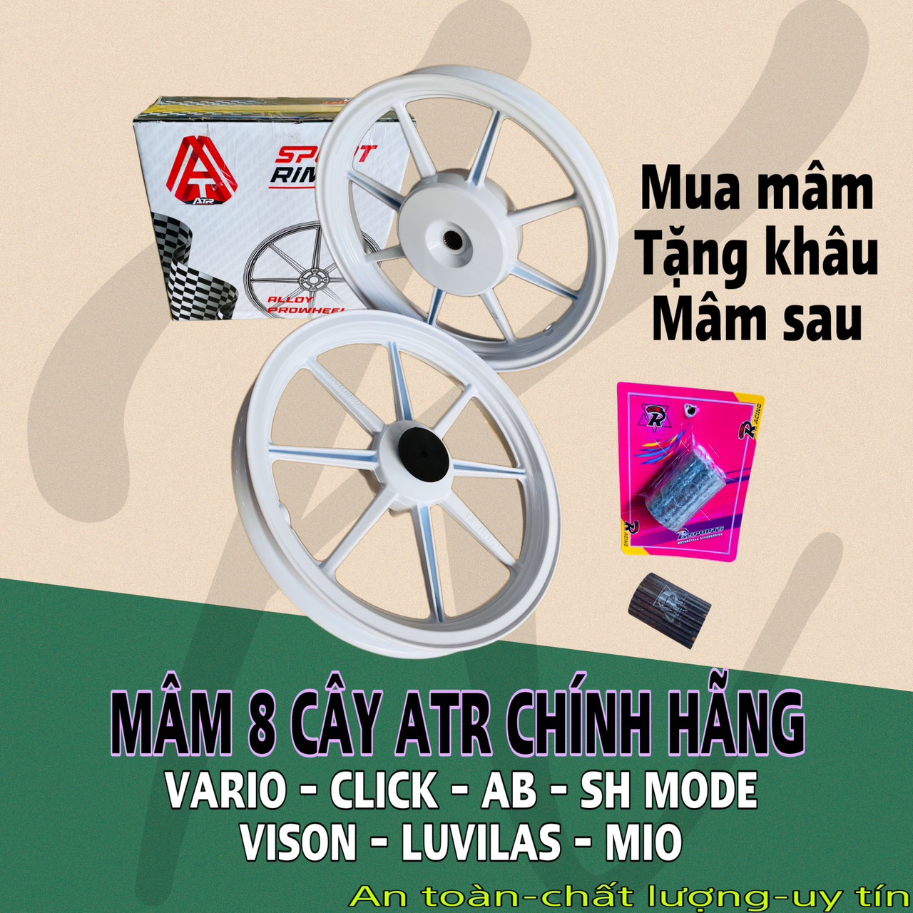 Mâm 8 cây ATR VARIO /CLICK /AB /VISON / PCX/ SH mode /LUVILAS /MIO