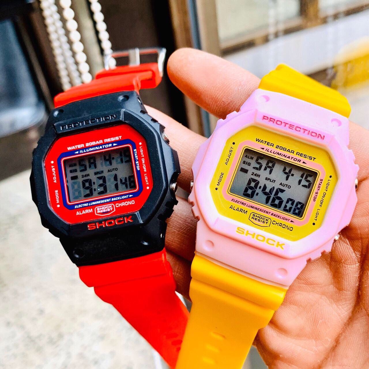 Đồng hồ điện tử nam nữ Shock dây silicon mặt vuông cực đẹp MS322 BL79