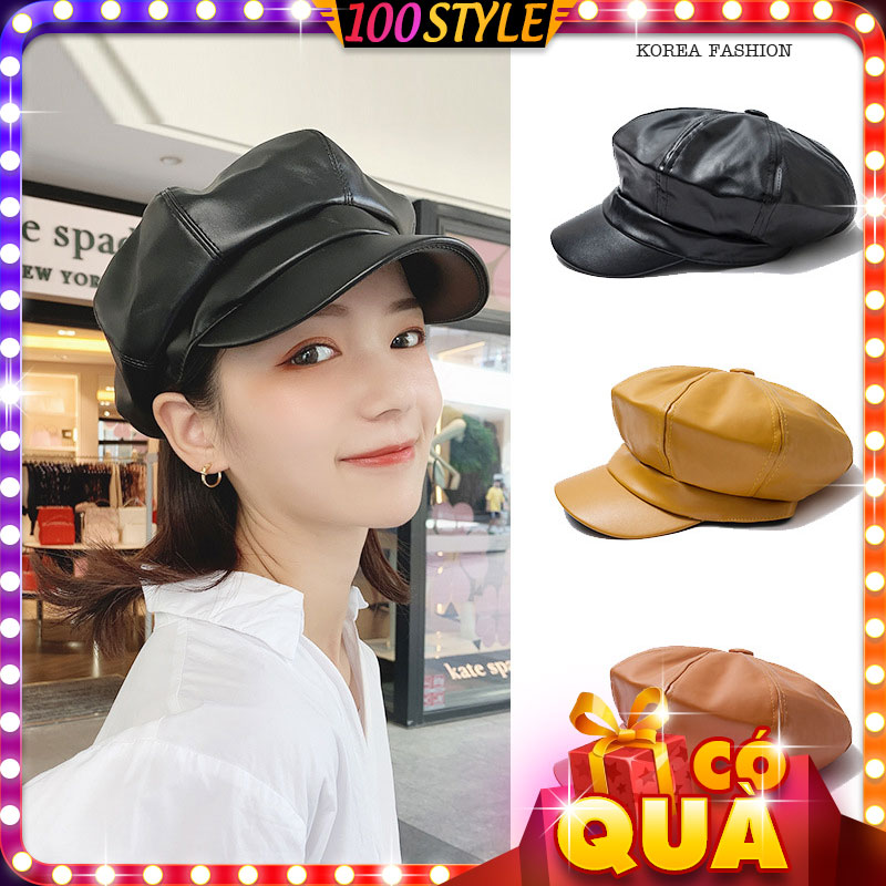 Mũ Da Mũ Nồi Vành Màu Trơn Sành Điệu - 100style