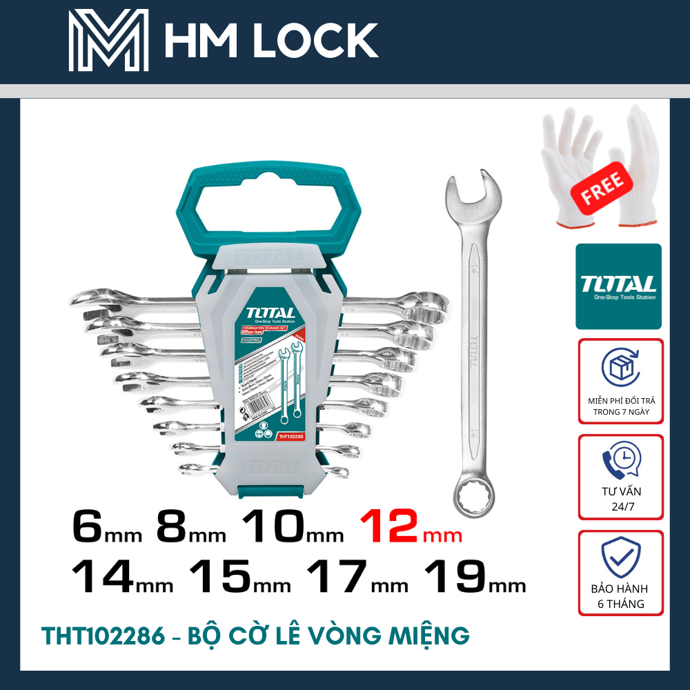 6-19MM BỘ CỜ LÊ VÒNG MIỆNG 8 MÓN TOTAL - HÀNG CHÍNH HÃNG - THT102286 - HM LOCK