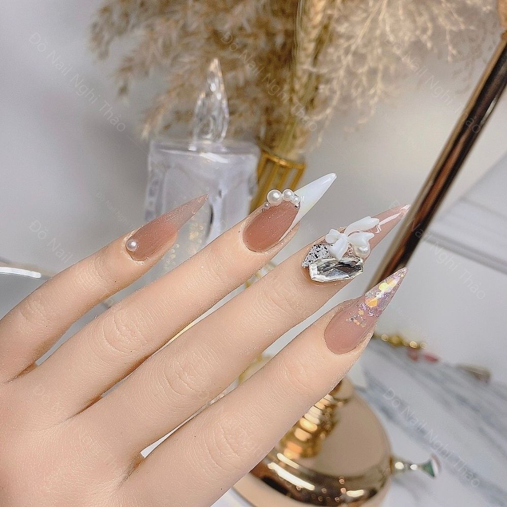 Ngọc trai nhựa nail set trang trí móng