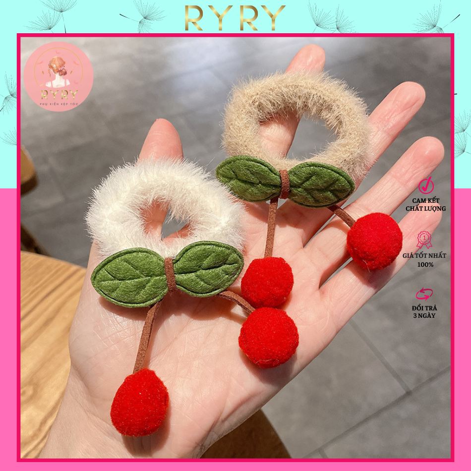 Dây Cột Tóc Cho Bé Chùm Cherry Xinh Xắn