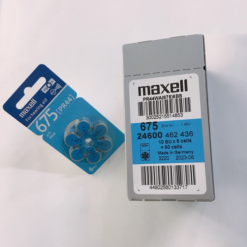 Pin máy trợ thính Maxell PR44 ( pin 675 )  1,45V Hàng chính hãng