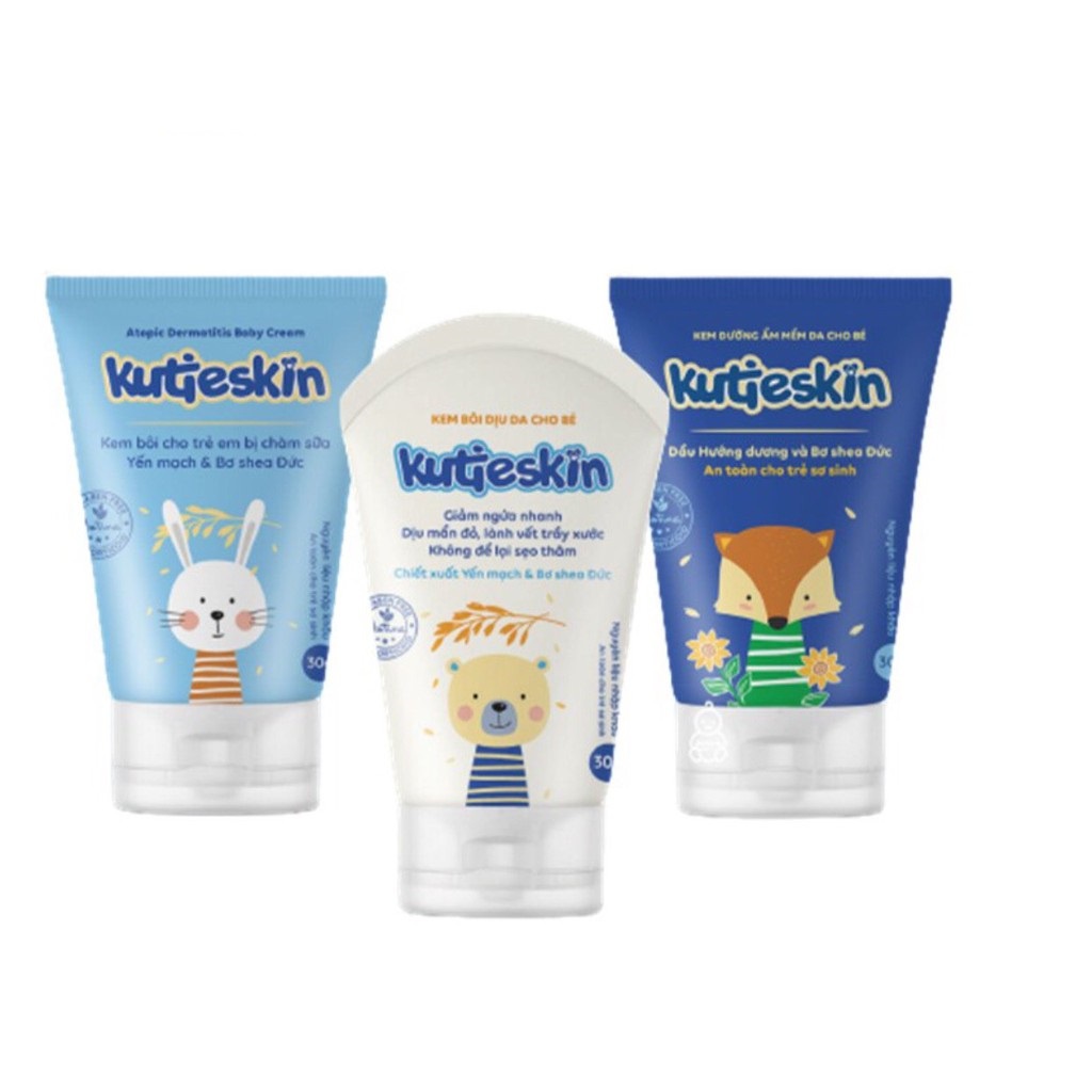 KUTIESKIN - BỘ SẢN PHẨM CHĂM SÓC LÀN DA BÉ [DƯỠNG ẨM, CHÀM SỮA, NGỨA, HĂM, KUTIE SKIN]