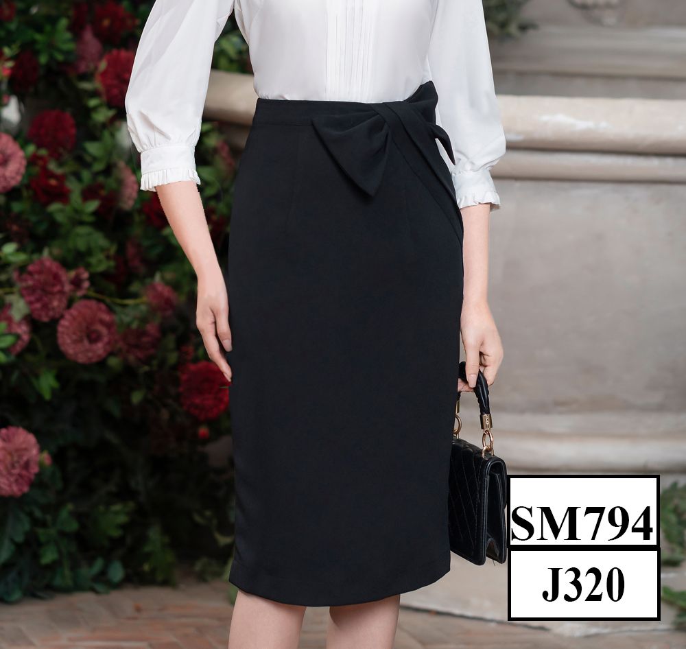 Chân váy công sở nữ CITI MODE dáng ôm nơ eo J320