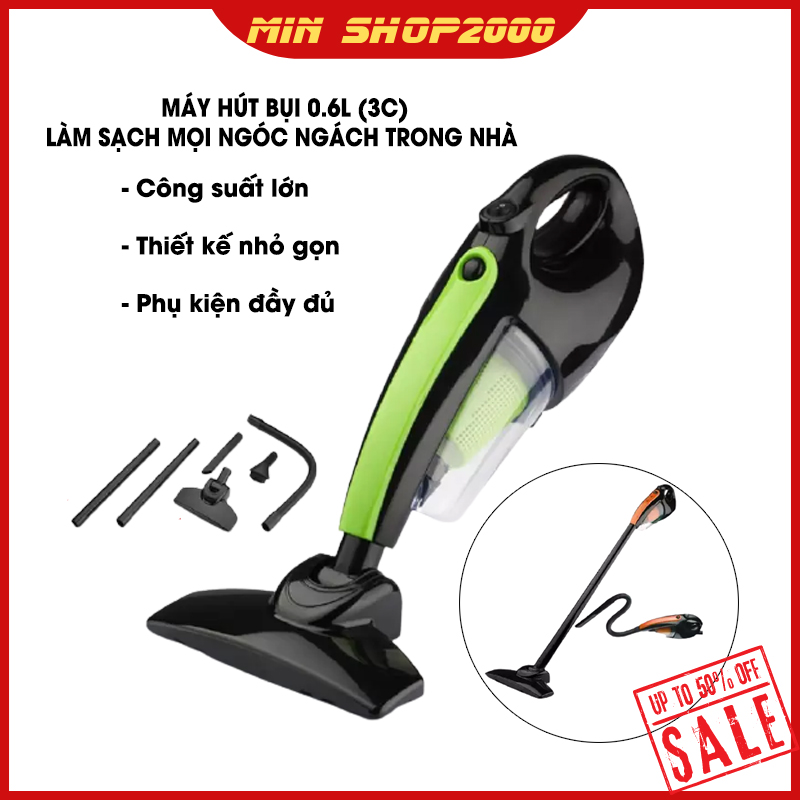 Máy Hút Bụi Cầm Tay Loại Tốt, Hút Bụi Mini Công Suất Lớn, Máy hút bụi 0.6L (3C) Công Suất Hút Bụi 600W, Hút Nhiều Bụi Bẩn, Thiết Kế Nhỏ Gọn Dễ Dàng Di Chuyển Sale Tết 50%
