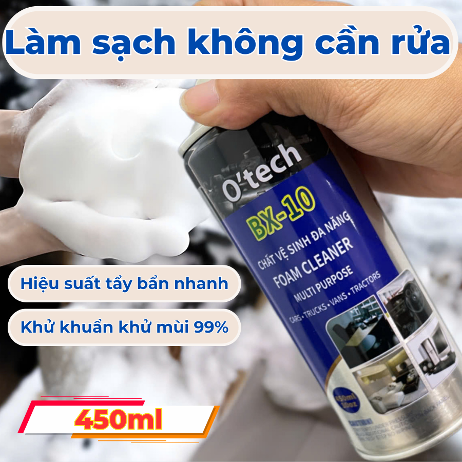 O'tech BX-10: All-purpose foam cleaner for car interiors, sofas, leather, shoes, and more
