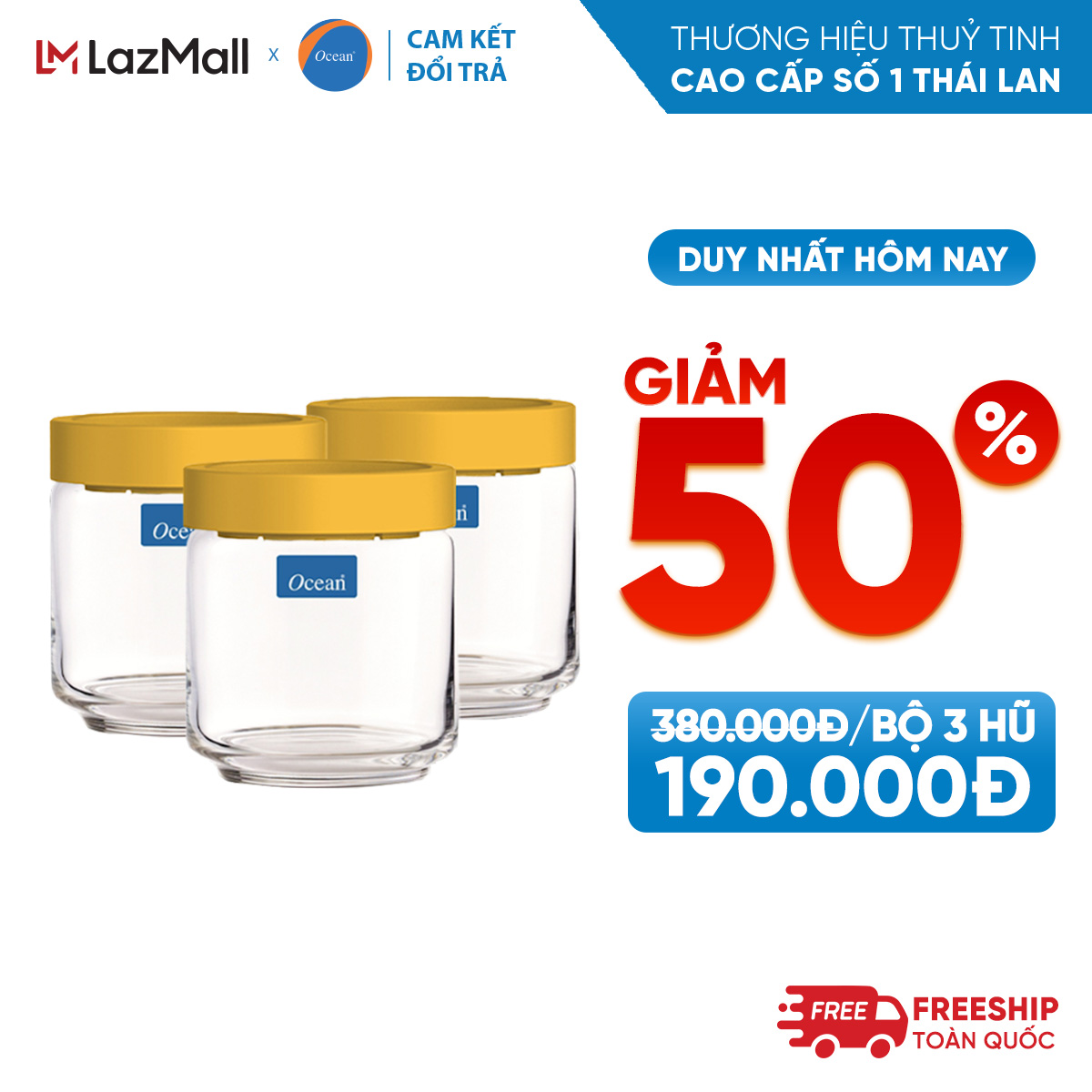 Bộ 3 hũ thủy tinh Rego 500ml