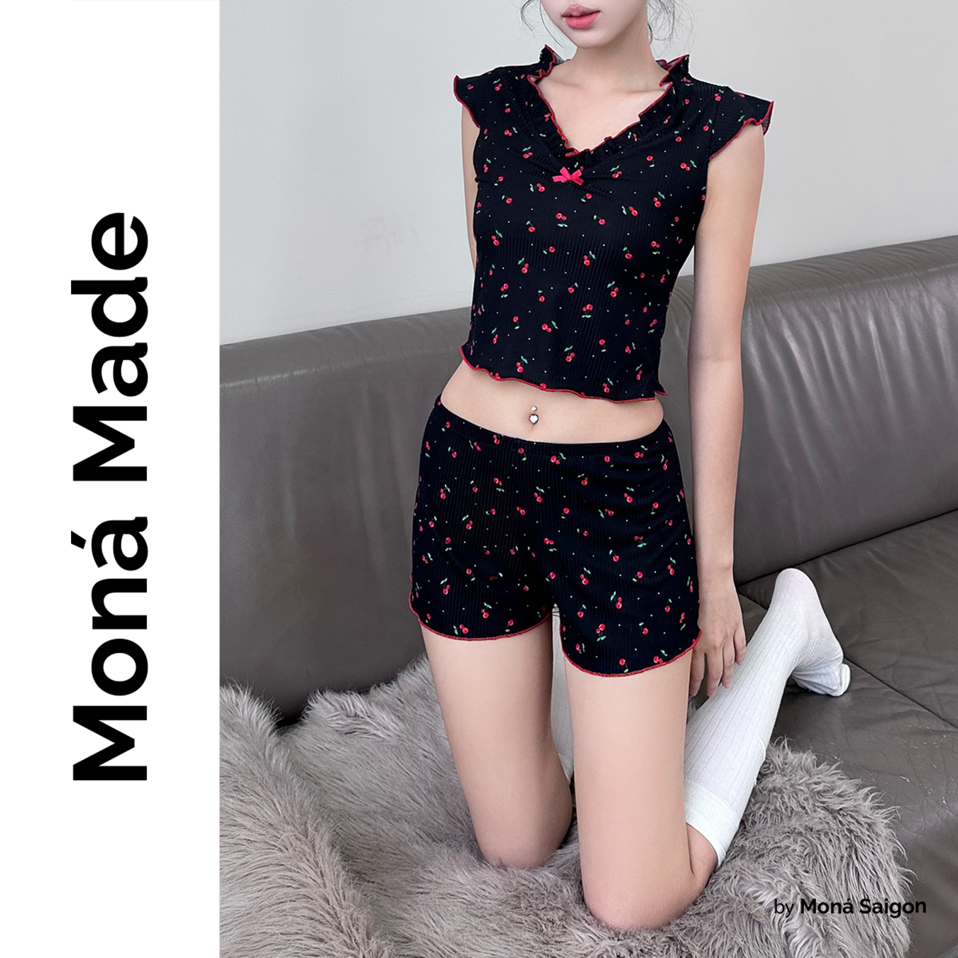 [VOUCHER 12%/149K] Set đồ ngủ 2 món cổ bèo MONÁ - LILY