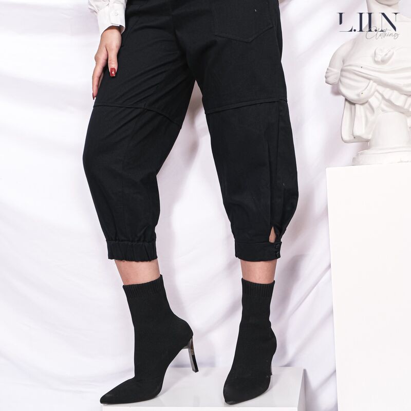 Quần kaki nữ màu đen bo gấu cá tính LIIN Clothing Q3231
