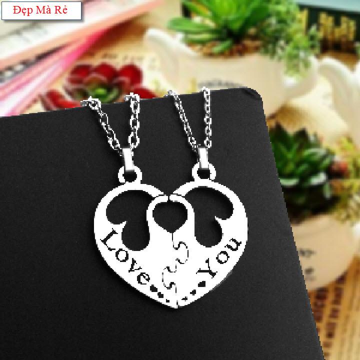 (Gift 01 bangles) necklaces couple stainless steel đẹp that cheap white 2 puzzle piece heart carved letters love/You price sale as above is 1 pair as picture-commitment 1 Đổi 1 if Hoen, rust