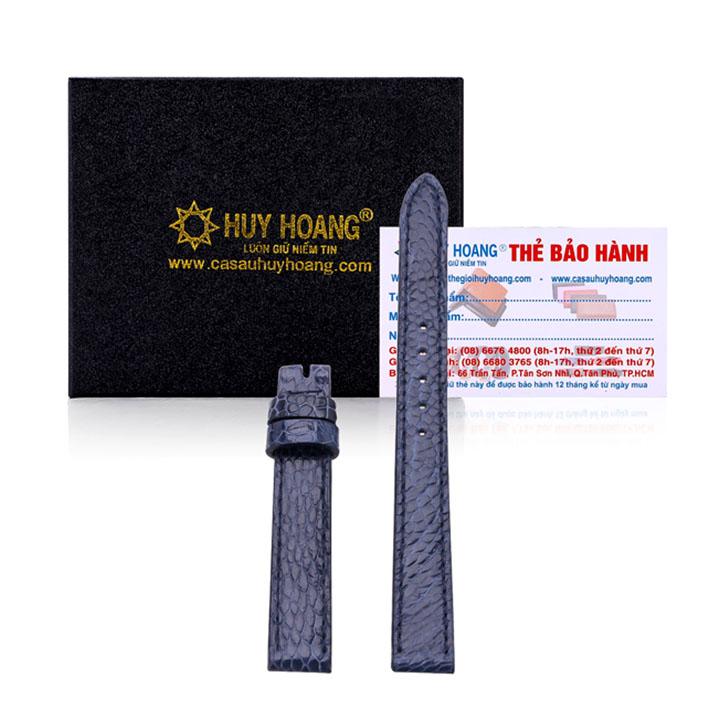 Dây đồng hồ da đà điểu size 12 màu xanh đậm TH8422-12