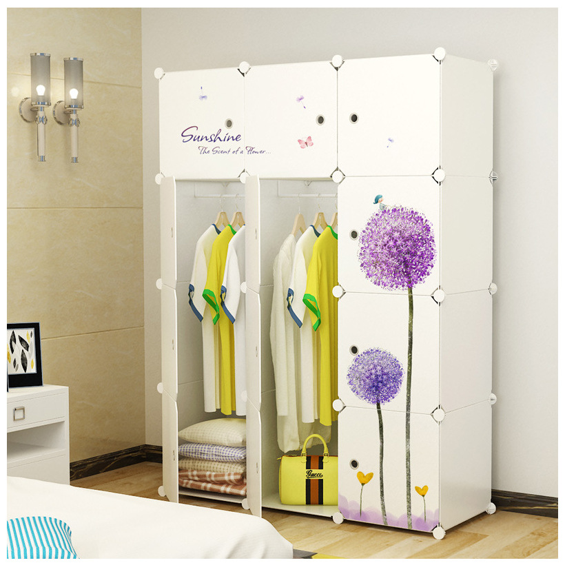 Tủ nhựa lắp ghép 12 ô  - decal bông tím